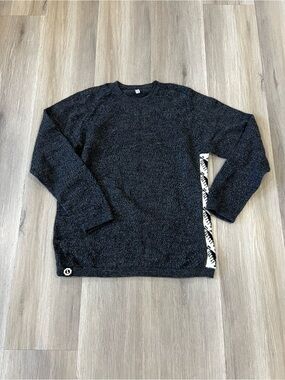Men's Charcoal Crewneck Sweater with Contrast Side Trim
